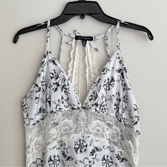 Nanette Lepore Satin Floral Lace Detail Slip Midi Dress Sz S - Picture 3 of 8